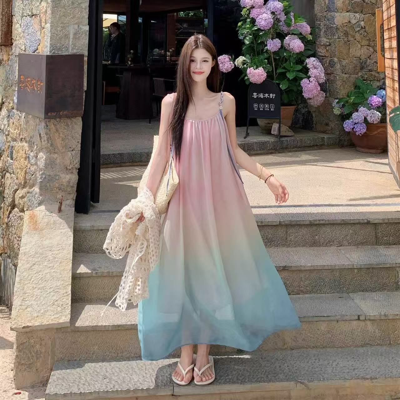 Sweet Ombre Beach Chic Strap Dress – Women's Summer Sleeveless Vacation Maxi Dress - Image 6
