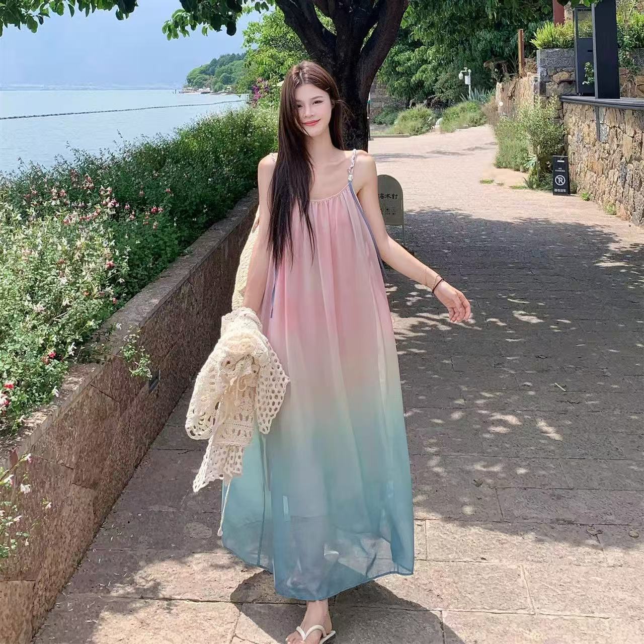Sweet Ombre Beach Chic Strap Dress – Women's Summer Sleeveless Vacation Maxi Dress - Image 5