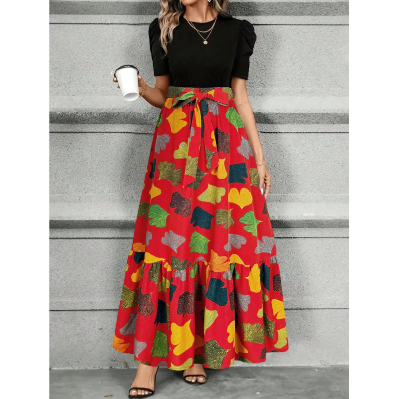 Printed Crew Neck Maxi Dress for Women – Elegant Summer Casual Long Dress for Women - Image 7