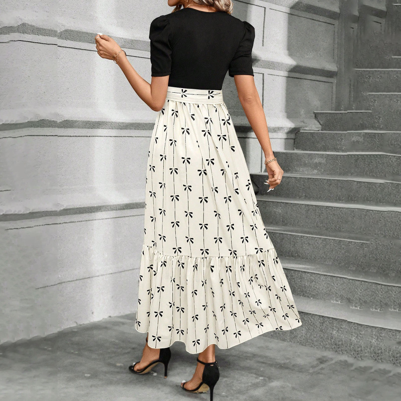 Printed Crew Neck Maxi Dress for Women – Elegant Summer Casual Long Dress for Women - Image 2