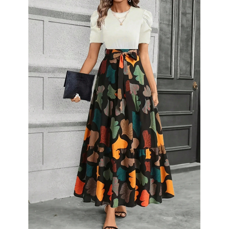 Printed Crew Neck Maxi Dress for Women – Elegant Summer Casual Long Dress for Women - Image 6