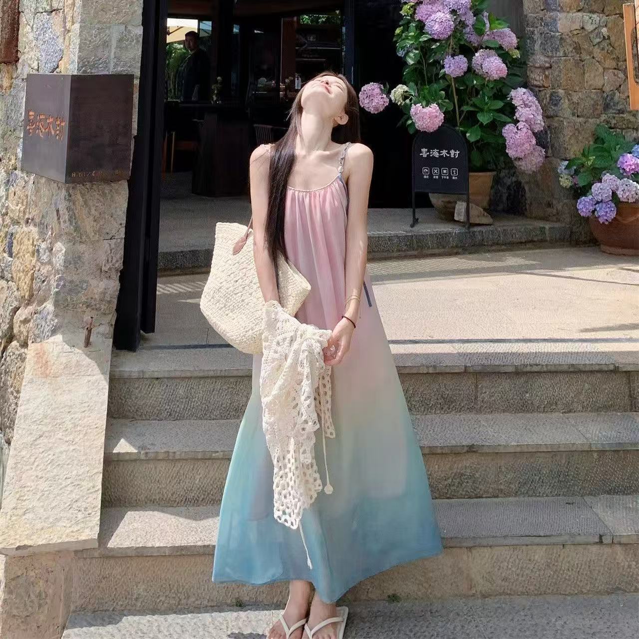 Sweet Ombre Beach Chic Strap Dress – Women's Summer Sleeveless Vacation Maxi Dress - Image 4