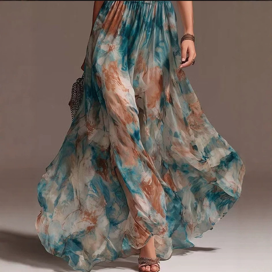Beautiful Women's Halterneck Backless Floral Maxi Dress – Beach & Resort Wear - Image 2