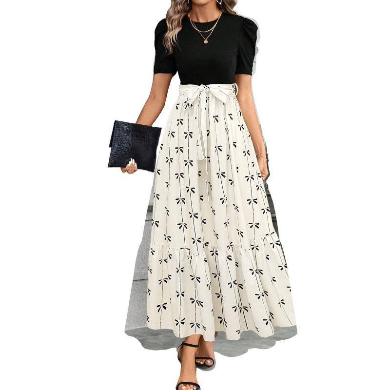 Printed Crew Neck Maxi Dress for Women – Elegant Summer Casual Long Dress for Women - Image 9