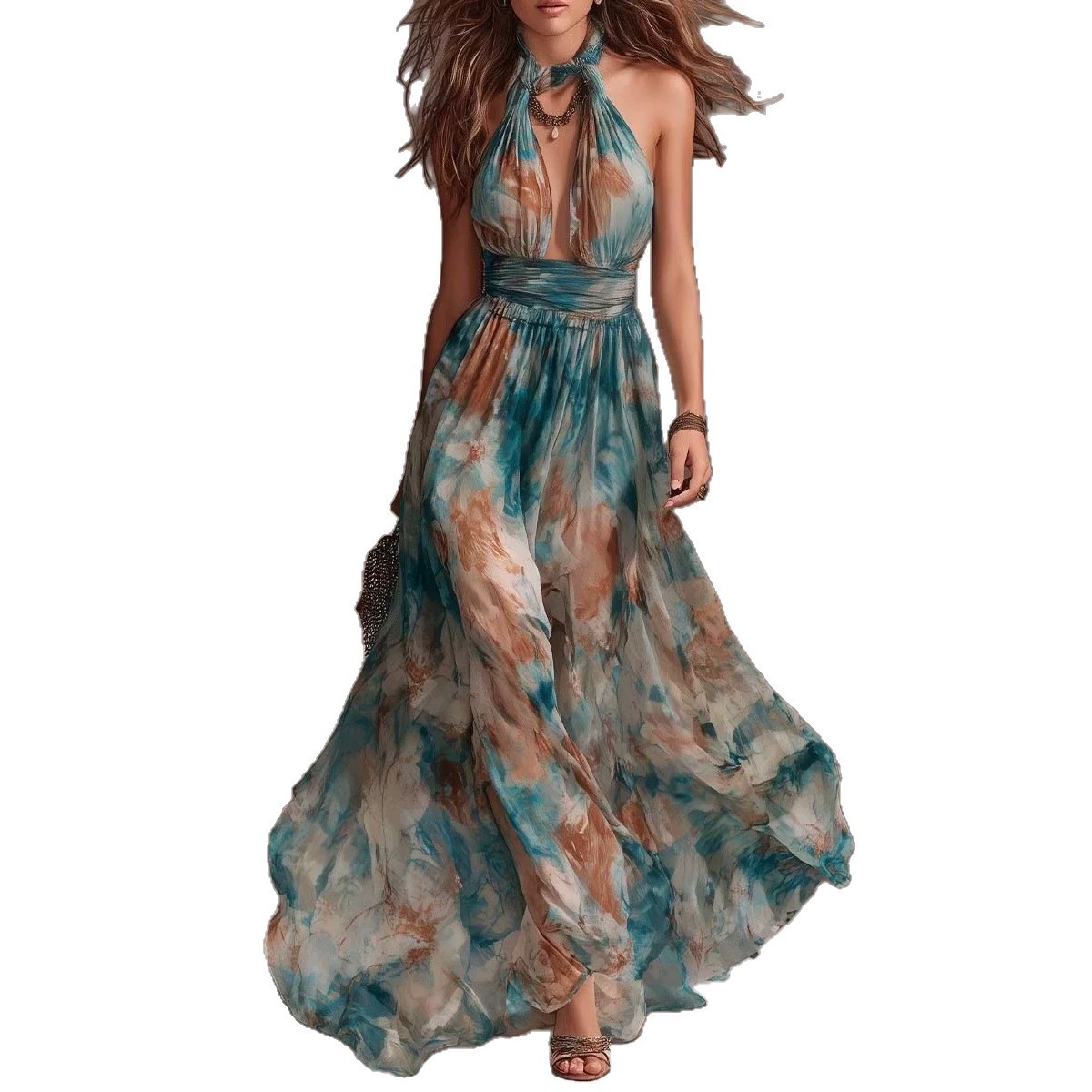 Beautiful Women's Halterneck Backless Floral Maxi Dress – Beach & Resort Wear - Image 6