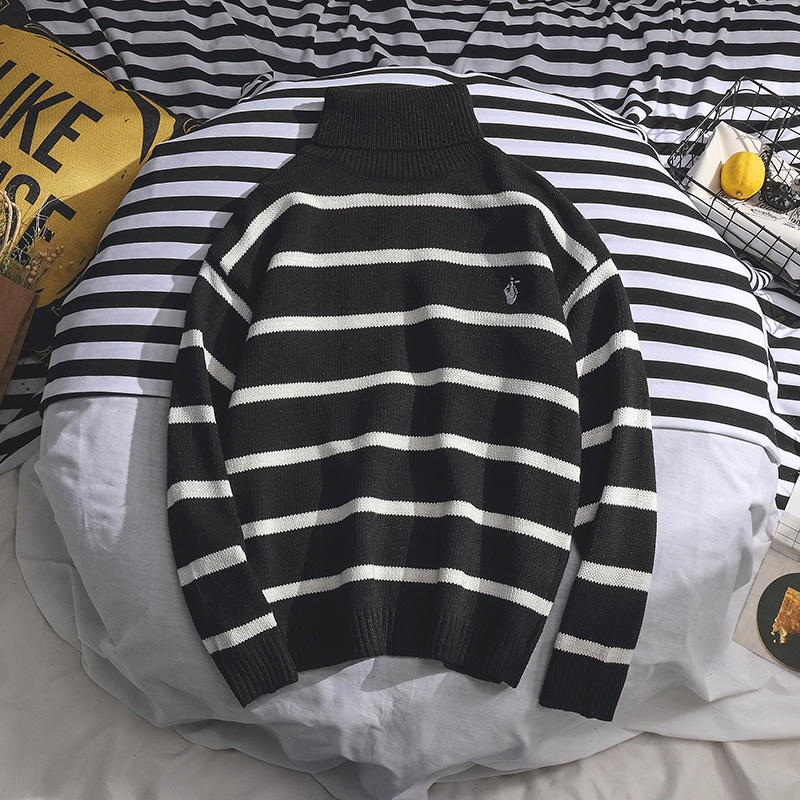 Autumn And Winter Turtleneck Sweaters For Men And Boys Trend All-match Line Clothes Lazy Wind - Image 2