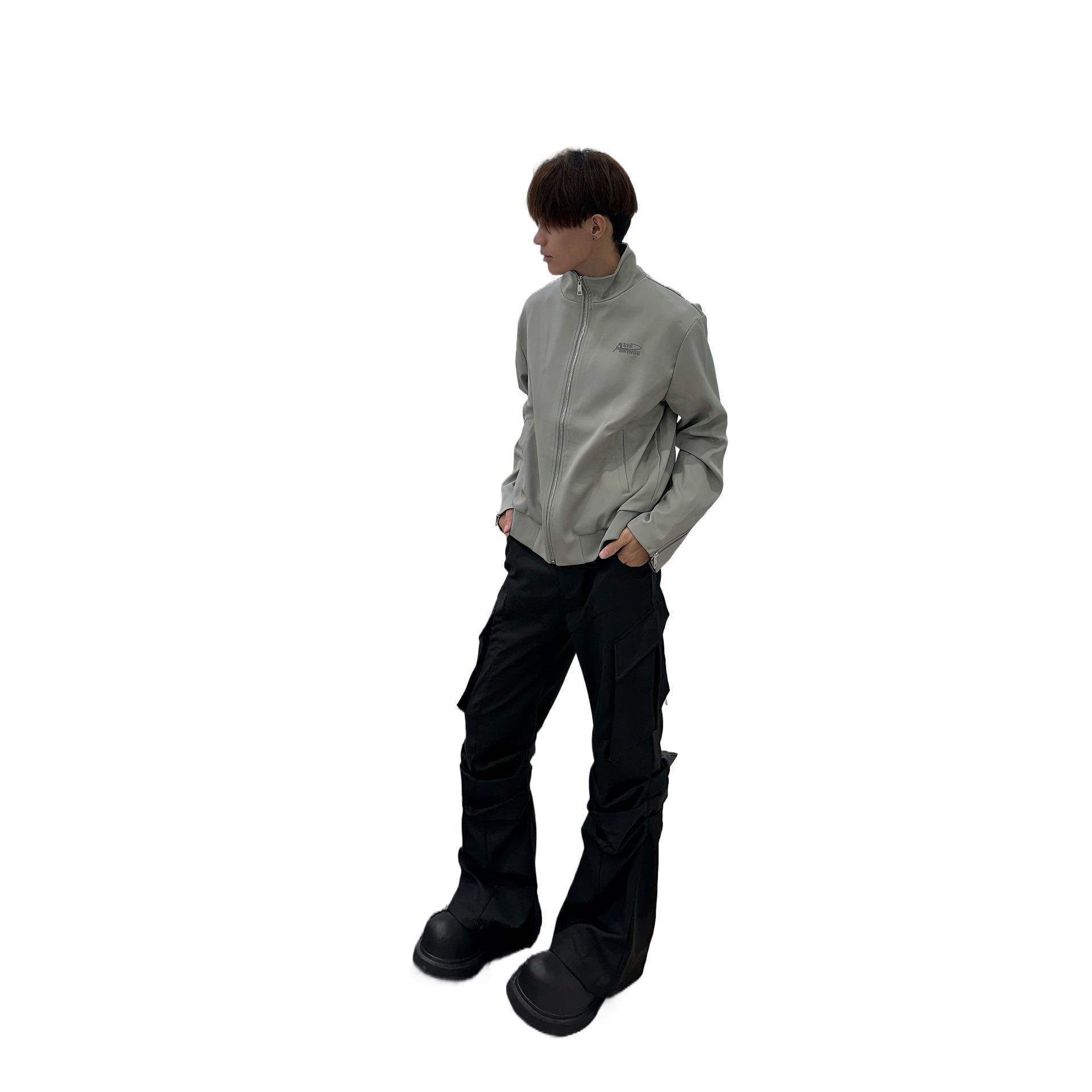 Large Pocket Pleated Black Cargo Pants Men - Image 6