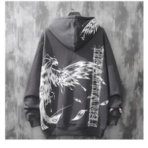 Printed Autumn And Winter Wings Plus Fleece Hood Trend Pullover All-Match Couple Hoodie