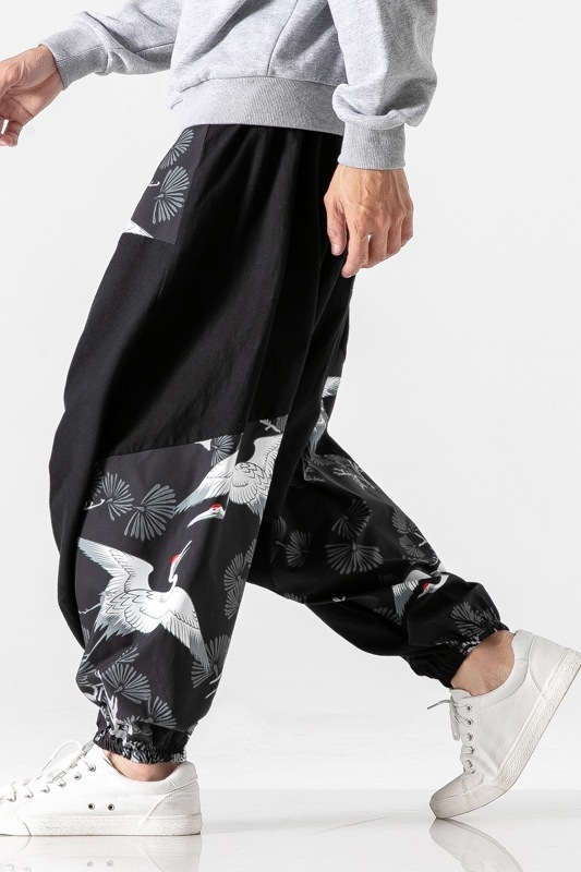 Chinese style crotch big crotch patchwork pants - Image 2