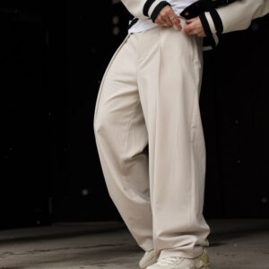High-Waisted Pleated Casual Pants for Women – Relaxed Wide Leg Trousers