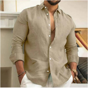 Amazon Men's Linen Shirt Button Shirt Summer Beach Solid Color - Image 9