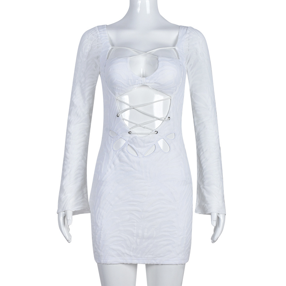 Women's Temperament Fashion Lace-up Hollow Package Hip Skirt - Image 5