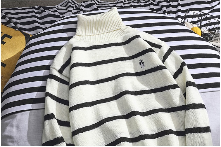 Autumn And Winter Turtleneck Sweaters For Men And Boys Trend All-match Line Clothes Lazy Wind - Image 9