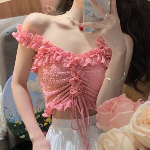 644b6fdd-2eda-4ecf-bd1b-76475c219c43.jpg Solid Color Pleated Lace Drawcord Waistcoat Suspender For Women