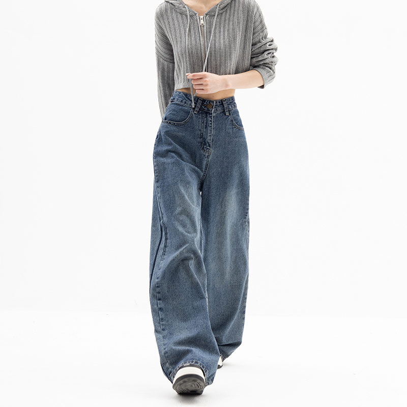 Straight Tube Loose Wide Leg Pants Blue Jeans Woman - Image 3