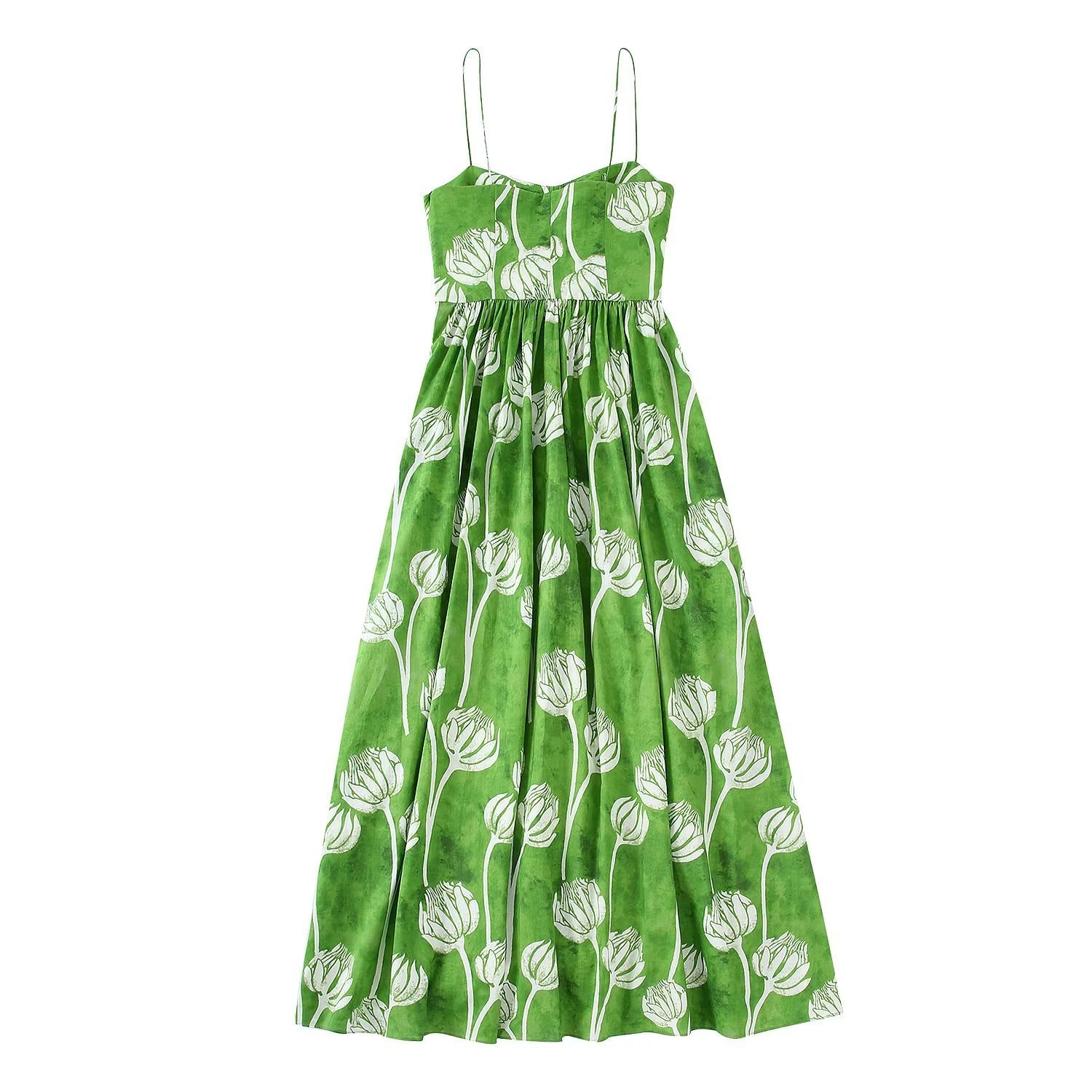 French Heart Neck Halter Print Dress - Image 4