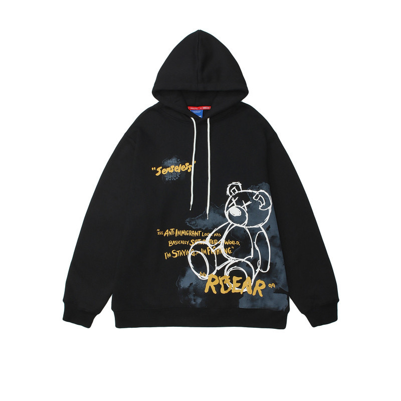 Bear Graphic Print Hoodie - Image 3