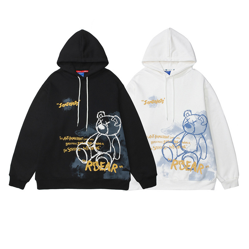 Bear Graphic Print Hoodie - Image 4