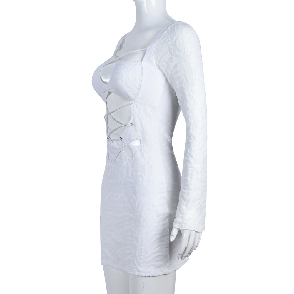 Women's Temperament Fashion Lace-up Hollow Package Hip Skirt - Image 6