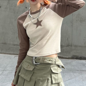 9f167187-c220-41d4-aab7-5b745acc3f86.jpg Stars Patchwork Long Sleeve T-shirts Women Slim Tops
