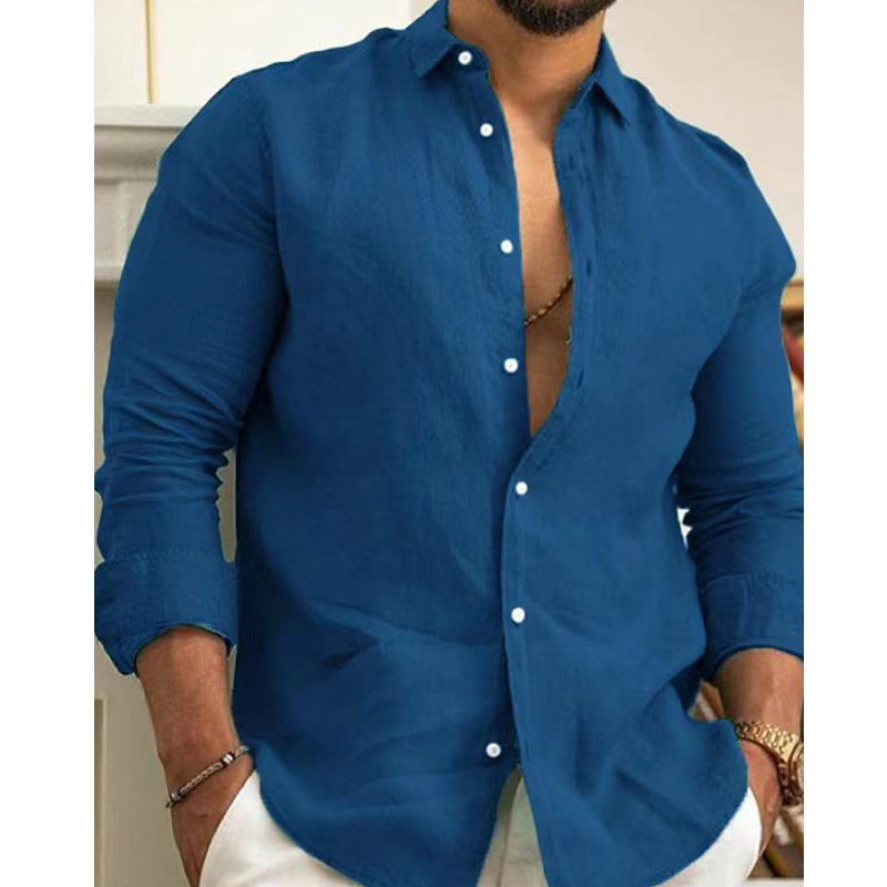 Amazon Men's Linen Shirt Button Shirt Summer Beach Solid Color - Image 8