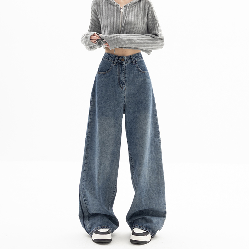 Straight Tube Loose Wide Leg Pants Blue Jeans Woman - Image 2