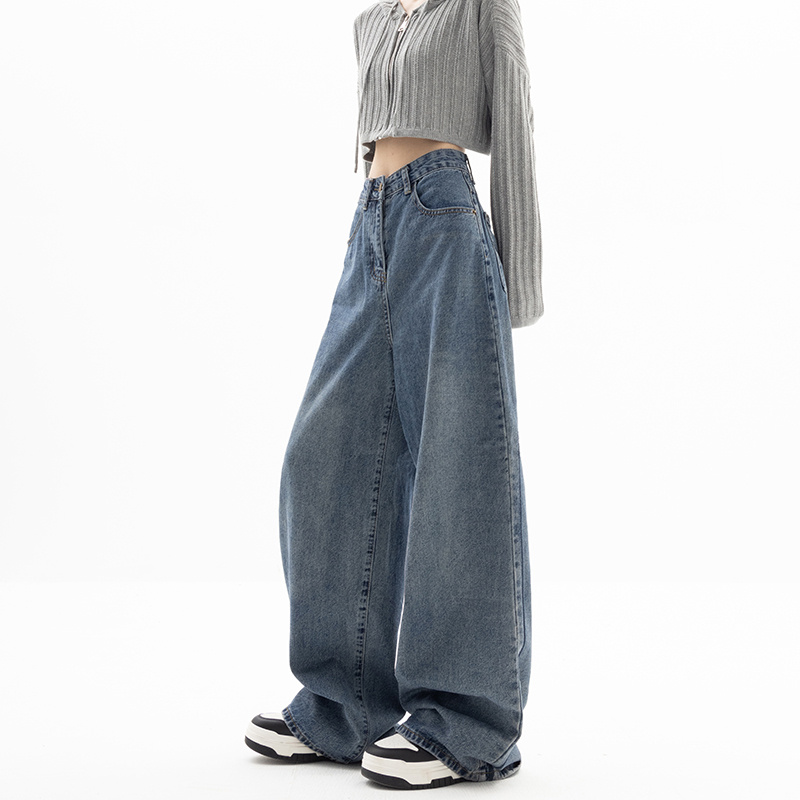Straight Tube Loose Wide Leg Pants Blue Jeans Woman - Image 5