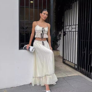 dd8f6d34-8cef-49ca-962b-0fda85d0cf0d.jpg Summer Strappy Bow Sweet Top Skirt Suit