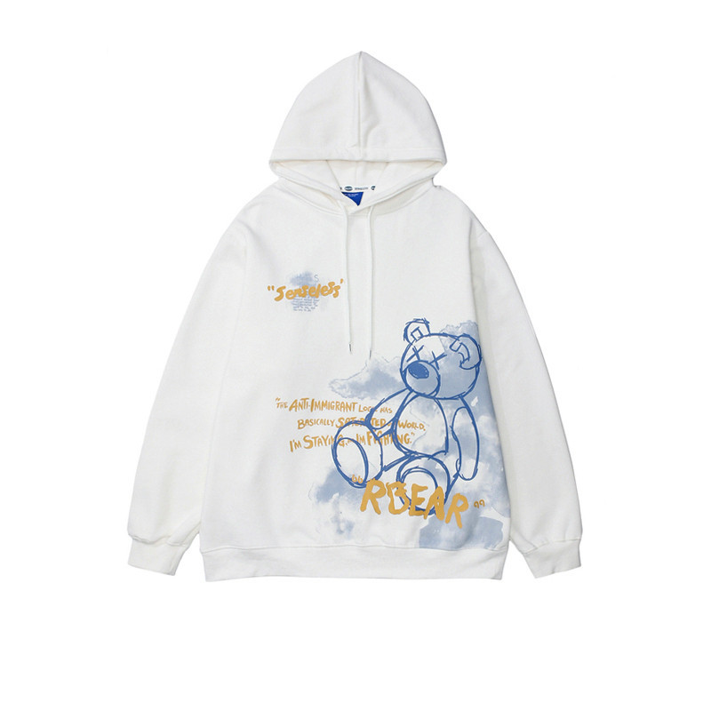 Bear Graphic Print Hoodie - Image 2