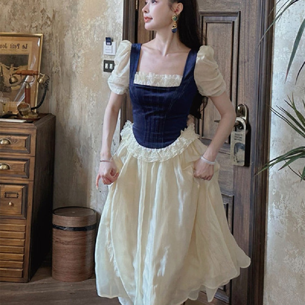 Square Neck Bubble Sleeve Dress for Women - Image 5