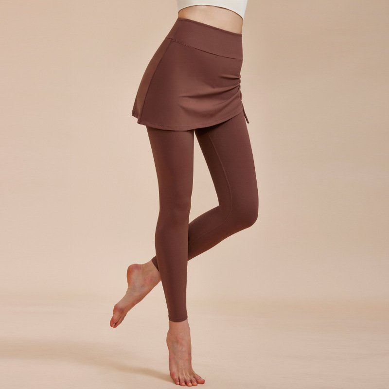 Short Skirt Design Yoga Pants Fake Two-piece Anti-exposure Butt-covering Seamless High-waisted Leggings For Dance Sports Fitness Pants - Image 9