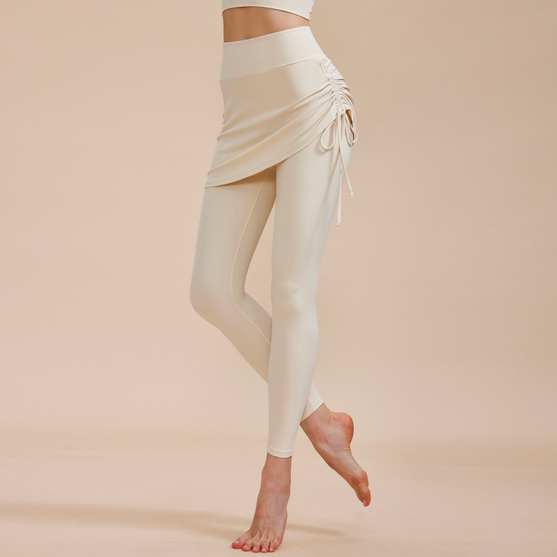 Short Skirt Design Yoga Pants Fake Two-piece Anti-exposure Butt-covering Seamless High-waisted Leggings For Dance Sports Fitness Pants - Image 5